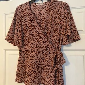 Leopard Print Wrap Top